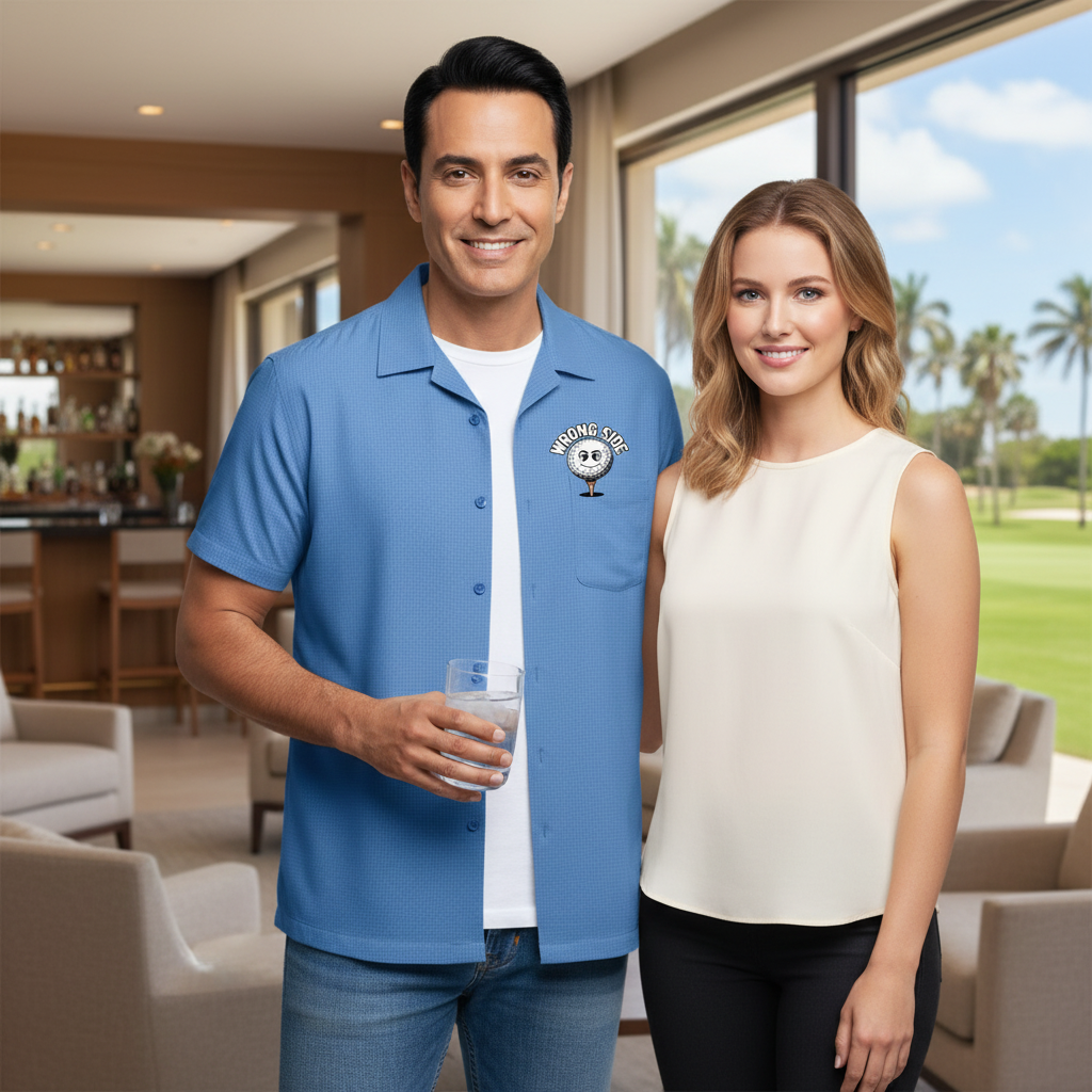 Kald Logo Button Up Barbados Textured Camp Shirt